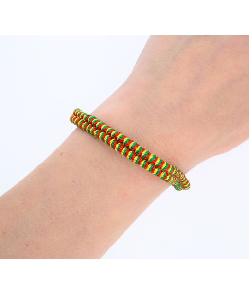 Dviejų juostų pinta trispalvė apyrankė iš virvelių